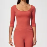 Apple Red Women's Long Sleeve Workout Top High Stretch Fitted