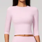 LT8455-1 · Falling Blossom Pink Falling Blossom Pink Women's Yoga Long Sleeve Top Crew Neck Fitted