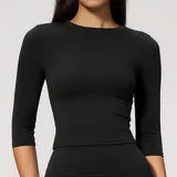 LT8455-2 · Jet Black Jet Black Women's Yoga Long Sleeve Top Crew Neck Fitted