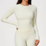 Cream White Women's Pilates Long Sleeve Top Long Sleeve Brushed
