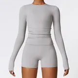 LT8519-11 · Frost Grey Frost Grey Women's Pilates Long Sleeve Top Long Sleeve Brushed