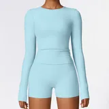 LT8519-12 · Sky Blue Sky Blue Women's Pilates Long Sleeve Top Long Sleeve Brushed