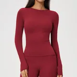 Cherry Red Women's Pilates Long Sleeve Top Long Sleeve Brushed