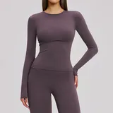 LT8519-4 · Eggplant Purple Eggplant Purple Women's Pilates Long Sleeve Top Long Sleeve Brushed