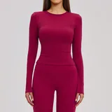 Raspberry Red Women's Pilates Long Sleeve Top Long Sleeve Brushed