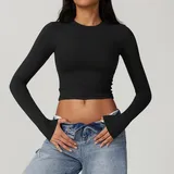 LT8743-2 · Jet Black Jet Black Women's Short Sleeve Top Running Pilates Long Sleeve