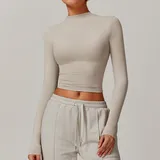 Light Khaki Yoga Women's Long Sleeve Top Long Sleeve Fitted