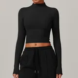 Jet Black Yoga Women's Long Sleeve Top Long Sleeve Fitted
