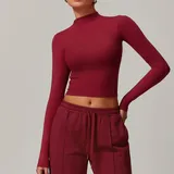 Cherry Red Yoga Women's Long Sleeve Top Long Sleeve Fitted