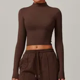 Coffee Yoga Women's Long Sleeve Top Long Sleeve Fitted