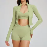 MS2539-4 · Bean Paste Green Bean Paste Green Women's Running Fitness Yoga Activewear Set 3 Piece