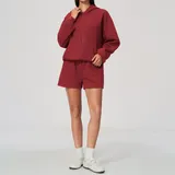 MS5555-4 · Cherry Red Cherry Red Women's Hooded Long Sleeve Yoga Set
