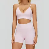 Sakra Pink Women's Yoga Set Seamless Running 3 Piece Slimming