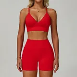 MS7790-3 · Bright Red Bright Red Women's Yoga Set Seamless Running 3 Piece Slimming