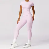 MS8455-1 · Lilac Pink Lilac Pink Women's Quick Dry Zip Workout Set