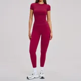 Raspberry Red Women's Quick Dry Zip Workout Set