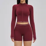 Retro Red Women's Windproof Fitness Yoga Activewear Set Bare Feel