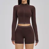Espresso Black Women's Windproof Fitness Yoga Activewear Set Bare Feel