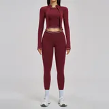 Retro Red Women's Supportive Running Yoga Set 3 Piece Fitted