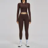 PS3562-3 · Espresso Black Espresso Black Women's Supportive Running Yoga Set 3 Piece Fitted
