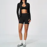 PS5112-2 · Jet Black Jet Black Women's Supportive Fitness Yoga Activewear Set 3 Piece