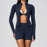PS6116-2 · Deep Well Blue Deep Well Blue Women's Yoga Set Quick Dry Running 3 Piece