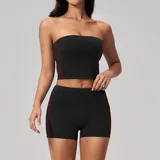 Black Red Clash Women's Padded Stretch Yoga Set