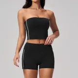 Black White Clash Women's Padded Stretch Yoga Set