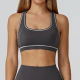 Volcanic Ash Grey Women's Brushed Color Block Workout Bra