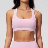 Sakra Pink Women's Brushed Color Block Workout Bra
