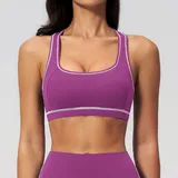 Mulberry Purple Women's Brushed Color Block Workout Bra