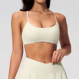 SB2135-2 · Cream Almond Cream Almond Women's Cross Back Yoga Workout Bra