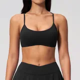 Jet Black Women's Cross Back Yoga Workout Bra