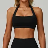 Jet Black Women's Backless Summer Sports Bra