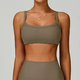 Light Coffee Women's Backless Fitted Workout Bra