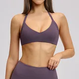 Eggplant Purple Women's Brushed Backless Yoga Bra