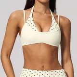 SB4549-2 · Cream Black Dot Cream Black Dot Women's Color Block Strappy Sports Bra