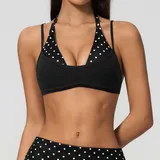 SB4549-3 · Black White Dot Black White Dot Women's Color Block Strappy Sports Bra