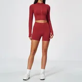 Frost Red Women's Fitted Running Yoga Activewear Set Quick Dry