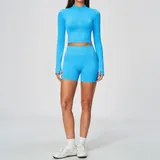 Sky Azure Women's Fitted Running Yoga Activewear Set Quick Dry