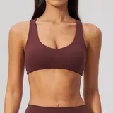 Wine Red Women's Brushed Bare Feel Sports Bra