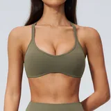 SB5560-3 · Pine Grey Green Pine Grey Green Women's V Neck Summer Sports Bra