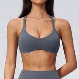 Haze Blue Women's V Neck Summer Sports Bra