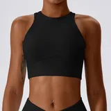 Jet Black Women's Fitted Supportive Workout Bra