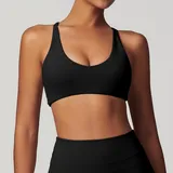 Jet Black Women's Brushed Fitted Workout Bra