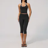 Jet Black Women's Quick Dry Pilates Yoga Set