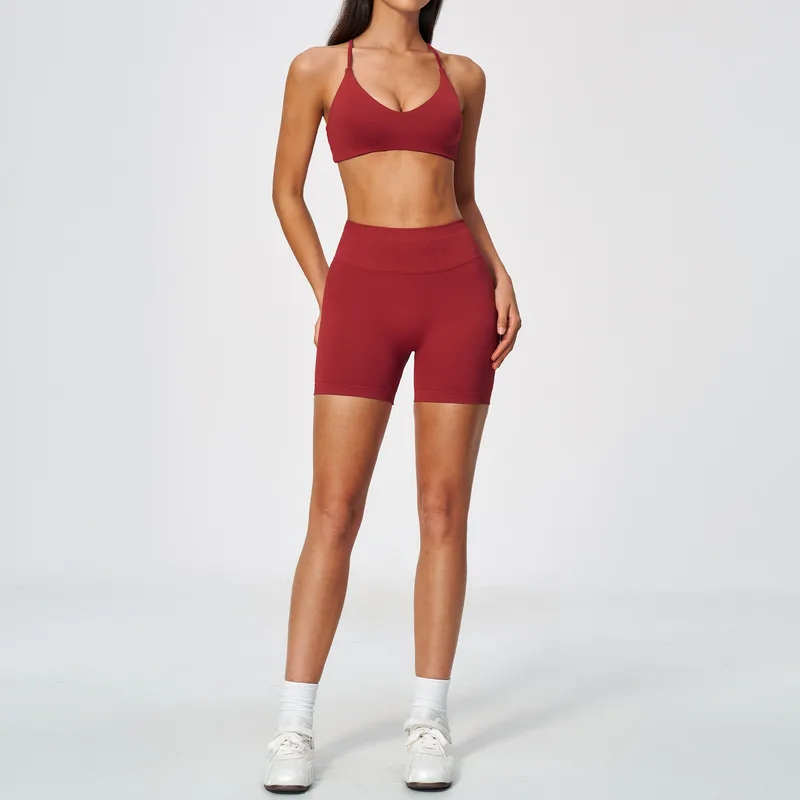 Women's Seamless Sports Bra Shorts Set