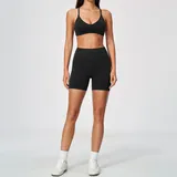 SS5112-2 · Jet Black Jet Black Women's Seamless Sports Bra Shorts Set