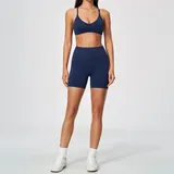 SS5112-4 · Ink Blue Ink Blue Women's Seamless Sports Bra Shorts Set