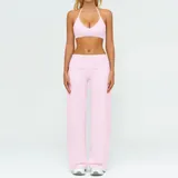 Falling Blossom Pink Women's Foldover Sports Bra Shorts Set